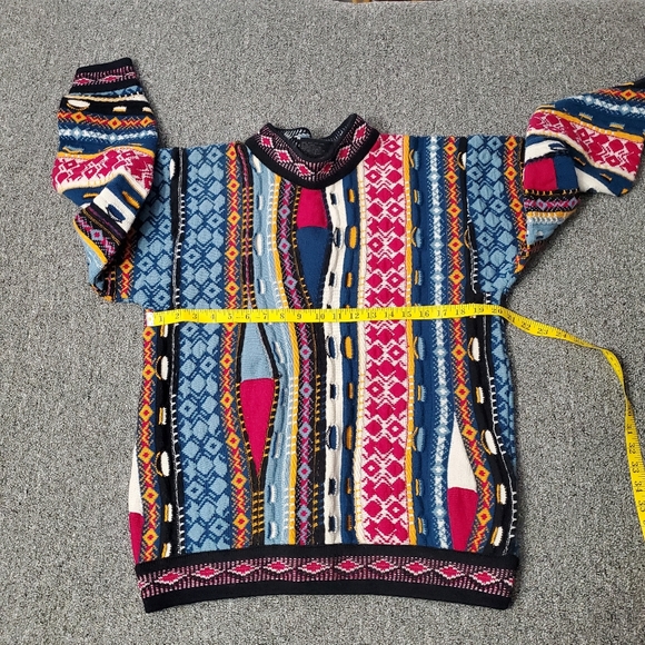 Coogi Sweater Mens Multicolor Pullover Australia Pure Wool Biggie Abstract 3D - Picture 7 of 8